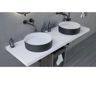 Opbouwwastafel Ideavit Solidthin 40x40x12.5 cm Solid Surface Mat Zwart