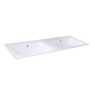 Wastafel Best Design Bora 120x47,5x1,2 cm Polybeton Hoogglans Wit (zonder kraangaten)