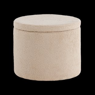 Amelia poef teddystof beige - met opbergruimte - Ø 51 cm