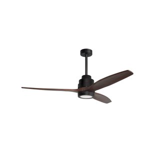 Nova Luce Sabal - plafondventilator met licht en afstandsbediening - Ø 132 x 48 cm - 12W LED incl. - bruin en mat zwart