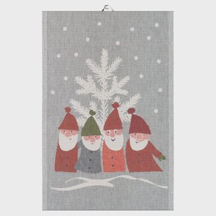 Ekelund Linneväveri Tomtemöte keukenhanddoek 40x60 cm Grijs-wit