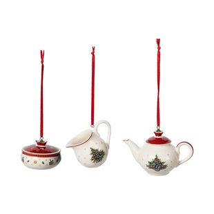 Villeroy & Boch Toy's Delight kerstboomhanger koffieservies 3-delig Wit-rood