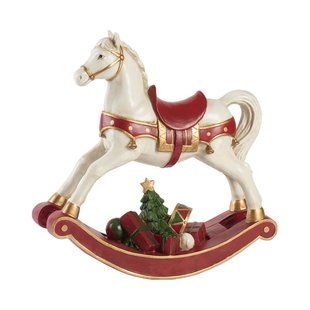 Villeroy & Boch Winter Collage decoratie hobbelpaard Wit-rood