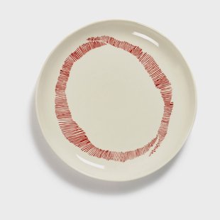 Serax Ottolenghi Feast bord S Ø19 cm 2-pack White stripes-red