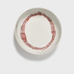 Serax Ottolenghi Feast diep bord Ø22 cm 2-pack White stripes-red