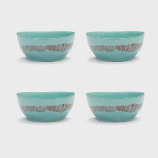 Serax Ottolenghi Feast kom S Ø15 cm 4-pack Azure stripes-red