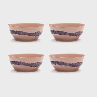 Serax Ottolenghi Feast kom S Ø15 cm 4-pack Pink stripes blue