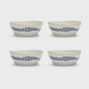 Serax Ottolenghi Feast kom L Ø17 cm 4-pack White-stripes blue