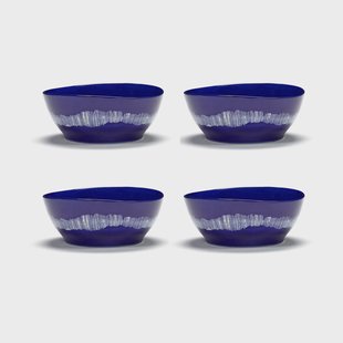 Serax Ottolenghi Feast kom L Ø17 cm 4-pack Dark blue stripes-white