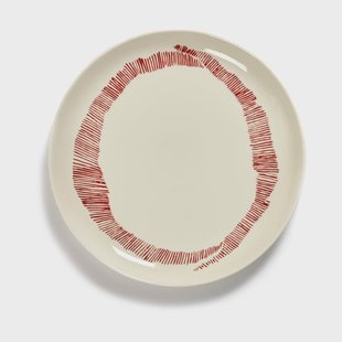 Serax Ottolenghi Feast bord M Ø22,5 cm 2-pack White stripes-red