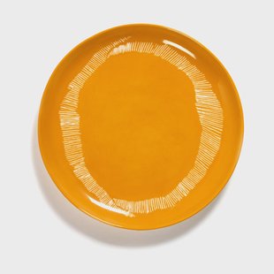 Serax Ottolenghi Feast bord M Ø22,5 cm 2-pack Yellow stripes-white