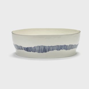 Serax Ottolenghi Feast saladeschaal Ø27,5 cm White stripes-blue