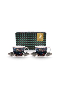Pip Studio Set/2 Espresso Kop & Schotel Berry Blues