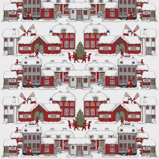 Arvidssons Textil Tomteboda stof Off white-rood