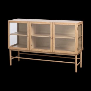 Boris eikenhouten dressoir naturel - met glazen deuren - 140 x 43 cm
