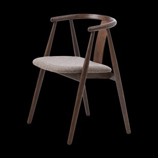 Kenza eikenhouten eetkamerstoel donkerbruin - met warm grijs zitkussen