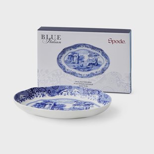 Spode Blue Italian serveerschaal ovaal 14x21 cm Blauw-wit