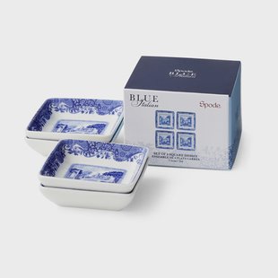 Spode Blue Italian serveerschaal 8x8 cm 4-pack Blauw-wit