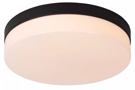 Lucide Biskit - plafondlamp met bewegingssensor - Ø 28 x 7,5 cm - 18W LED incl. - IP44 - zwart