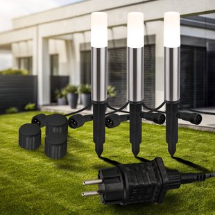 Briloner LED grondspies lamp 3925032 12V 3x-starterset roestvrij staal Ø 4 cm