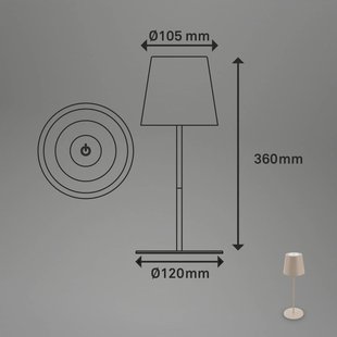 Briloner LED tafellamp 7508011, beige, 2.700 K IP44 touchdimmer