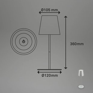 Briloner LED tafellamp 7508014 mat chroom 2.700 K IP44 Touchdim