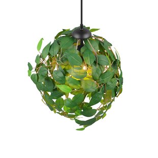 Reality Leuchten Hanglamp Leavy, zwart/groen, Ø 38 cm, 1-lamp, E27