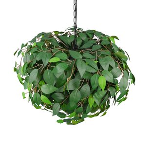 Reality Leuchten Hanglamp Leavy, zwart/groen, Ø 70 cm, 4-lamps, E14