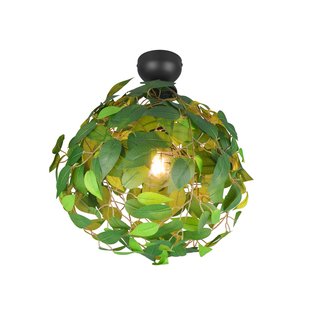 Reality Leuchten Leavy plafondlamp, zwart/groen, Ø 38 cm, E27, 1-lamp