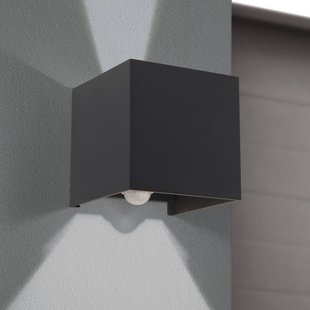 ORION Buitenwandlamp Cube-S, antraciet, metaal, sensor