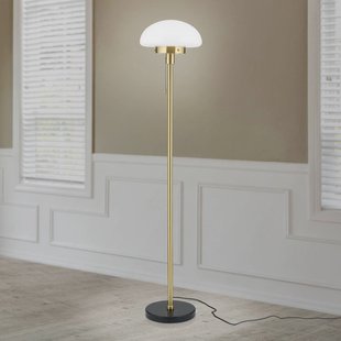 ORION Vloerlamp Sparta, zwart/messing, glas, marmer, 148 cm