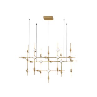 Nova Luce Atomo - hanglamp met afstandsbediening - 106 x 58,5 x 150 cm - 30 x 2,4W dimbare LED incl. - goud