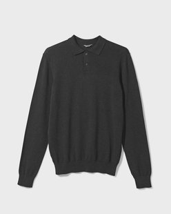 HEMA Heren polo gebreid donkergrijs (donkergrijs)