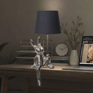 Näve Helge tafellamp, zilver, keramiek/stof, hoogte 45 cm