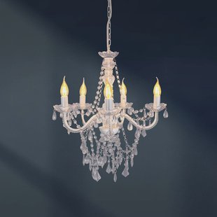 Näve Cecilia kroonluchter, wit, ijzer/acryl, Ø 52 cm, 5-lamps.