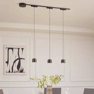 Lindby Railsystem 48V Lumaro, pendel, cilinder, 3-lamps zwart