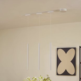 Lindby 48V Lumaro railsystem, pendel, buislamp, 3-lamps, wit, CCT