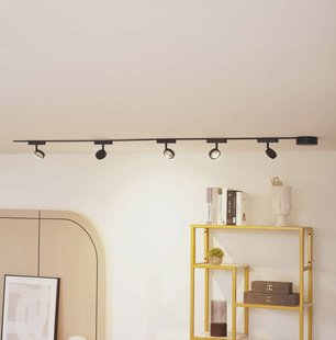 Lindby Railsystem 48V Lumaro, spots, 5-lamps, zwart, Ø 7,3cm