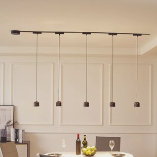 Lindby Railsystem 48V Lumaro, pendel, cilinder, 5-lamps zwart