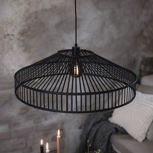 Markslöjd Tapa hanglamp, stekker, zwart, bamboe, Ø 70 cm