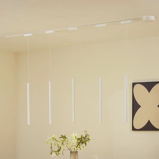 Lindby Railsystem 48V Lumaro, pendel, buislamp, 5-lamps, wit, CCT