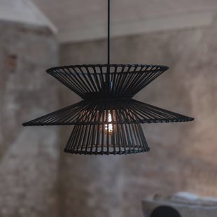 Markslöjd Hanglamp Duplici, zwart, bamboe, Ø 57 cm, E27
