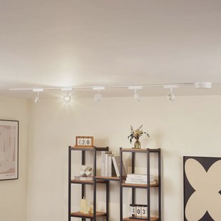 Lindby Railsystem 48 V Lumaro, spots, 5-lamps, wit, Ø7cm, dimbaar