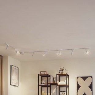 Lindby Railsystem 48 V Lumaro, spots, 7-lamps, wit, Ø4cm, dimbaar