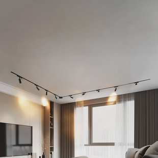 Lindby Railsystem 48V Lumaro, spots, 9-lamps, zwart, 13 cm, dimbaar