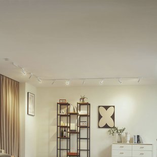 Lindby Railsystem 48V Lumaro, spots, 9-lamps, wit, Ø4cm, 25cm, dimbaar
