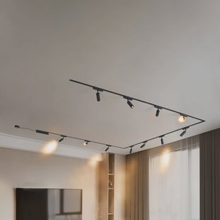 Lindby Railsystem 48V Lumaro, spots, 11-lamps zwart, Ø4cm, dimbaar