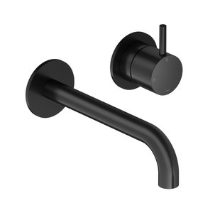 Inbouw Wastafelkraan Hotbath Cobber 18 cm Gebogen Uitloop 1-Hendel Mat Zwart