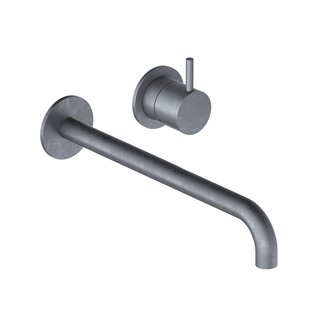 Inbouw Wastafelkraan Hotbath Cobber 25 cm Gebogen Uitloop 1-Hendel Verouderd Ijzer