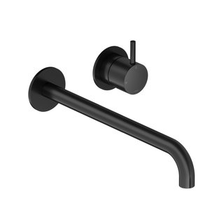 Inbouw Wastafelkraan Hotbath Cobber 25 cm Gebogen Uitloop 1-Hendel Mat Zwart